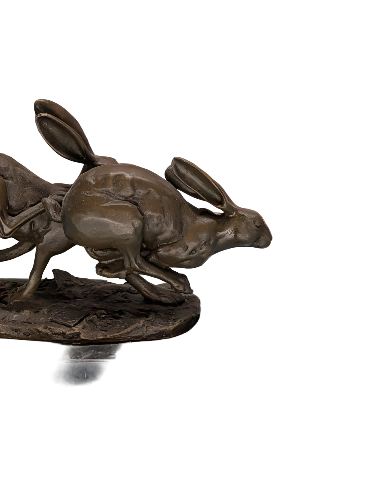 Moderne Bronzefigur Springende Hasen – 2er Set, Signiert & Gemarkt, 100% Bronze