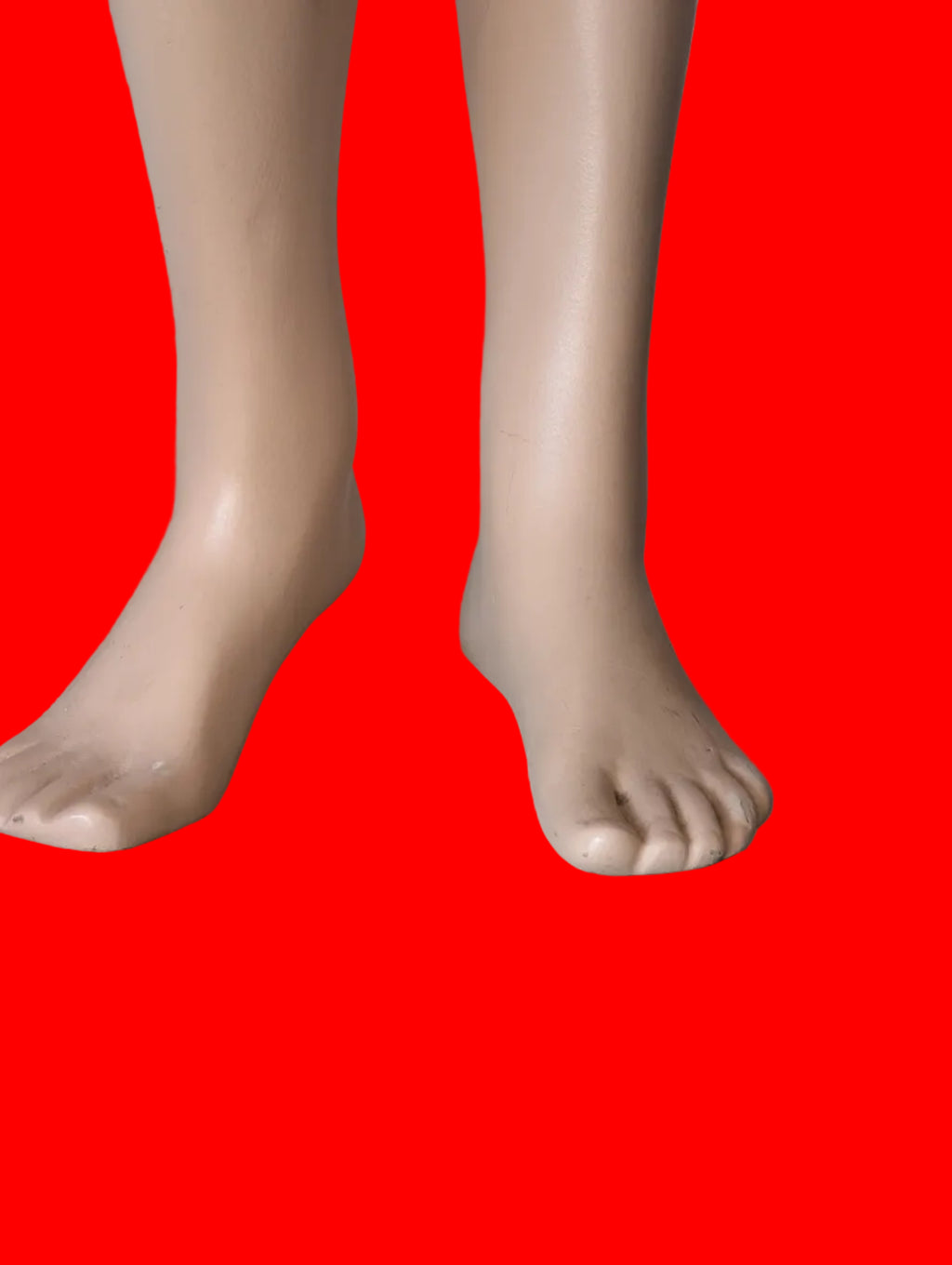 Mannequin vintage enfant garçon en cuir – Années 1970, Pièce de collection rare, env. 125 cm