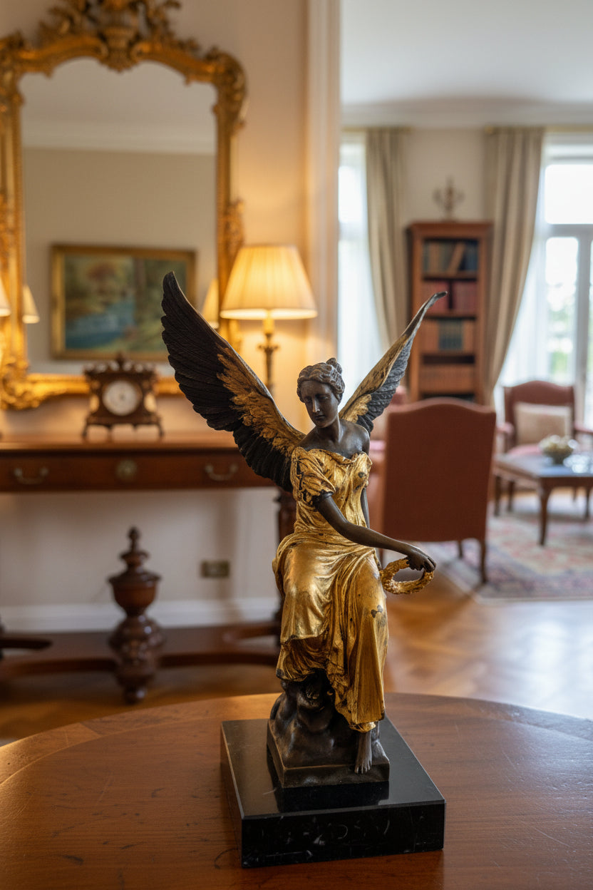 Vergoldete Bronze Engel Figur – Edles Sammlerstück, Antik