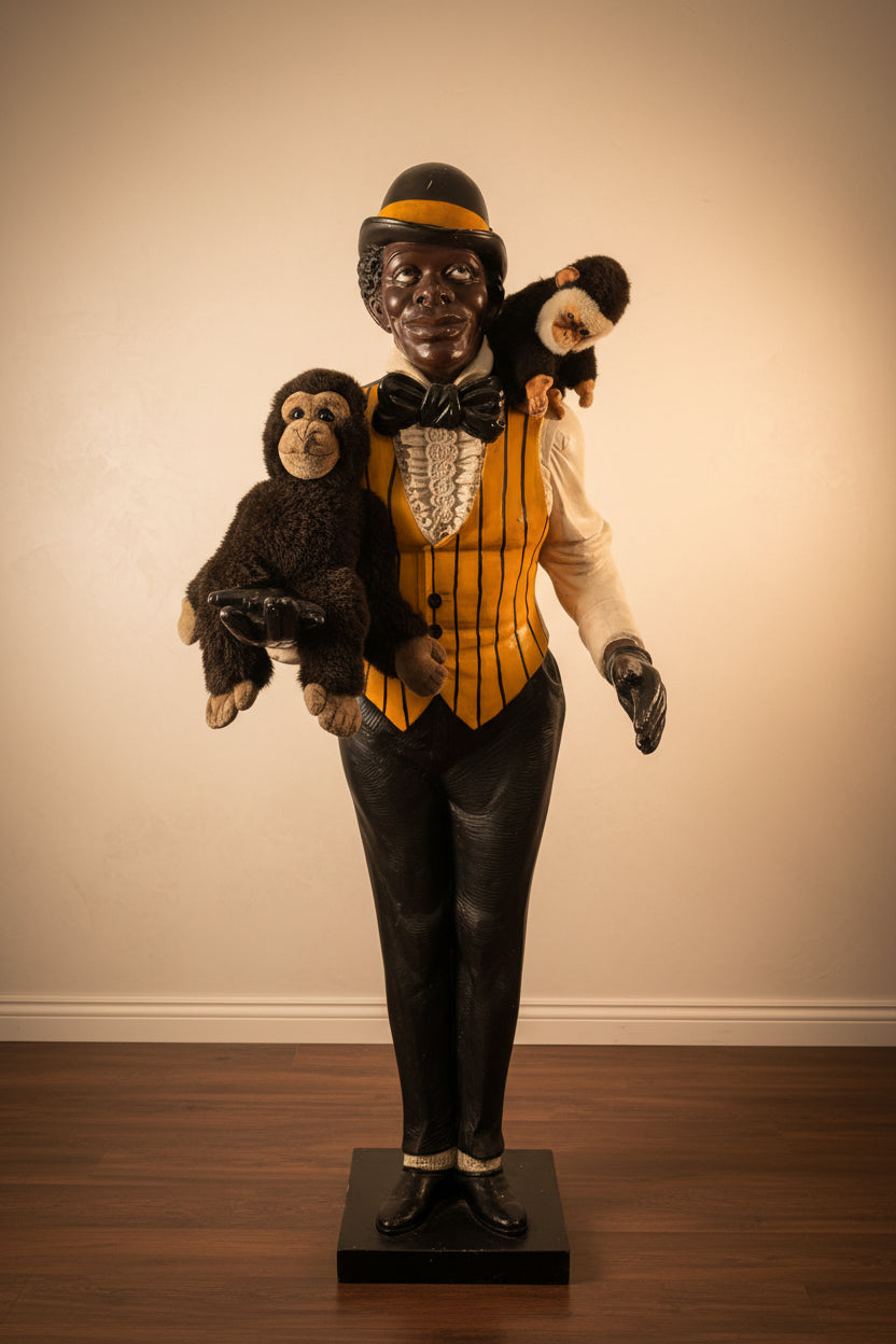 Figure de jazz grandeur nature Hôtel Boy Art Déco – Sculpture en résine 184 cm, Déco Vintage