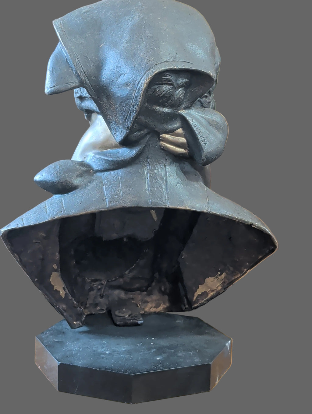 Figurine mère et enfant sur socle en marbre – Bronze ou zinc moulé, 47 cm