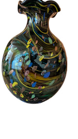 Grosse Murano-Vase – 45cm  Schwarz  Bunt Millelfiori -Vintage Murano Glas Italien