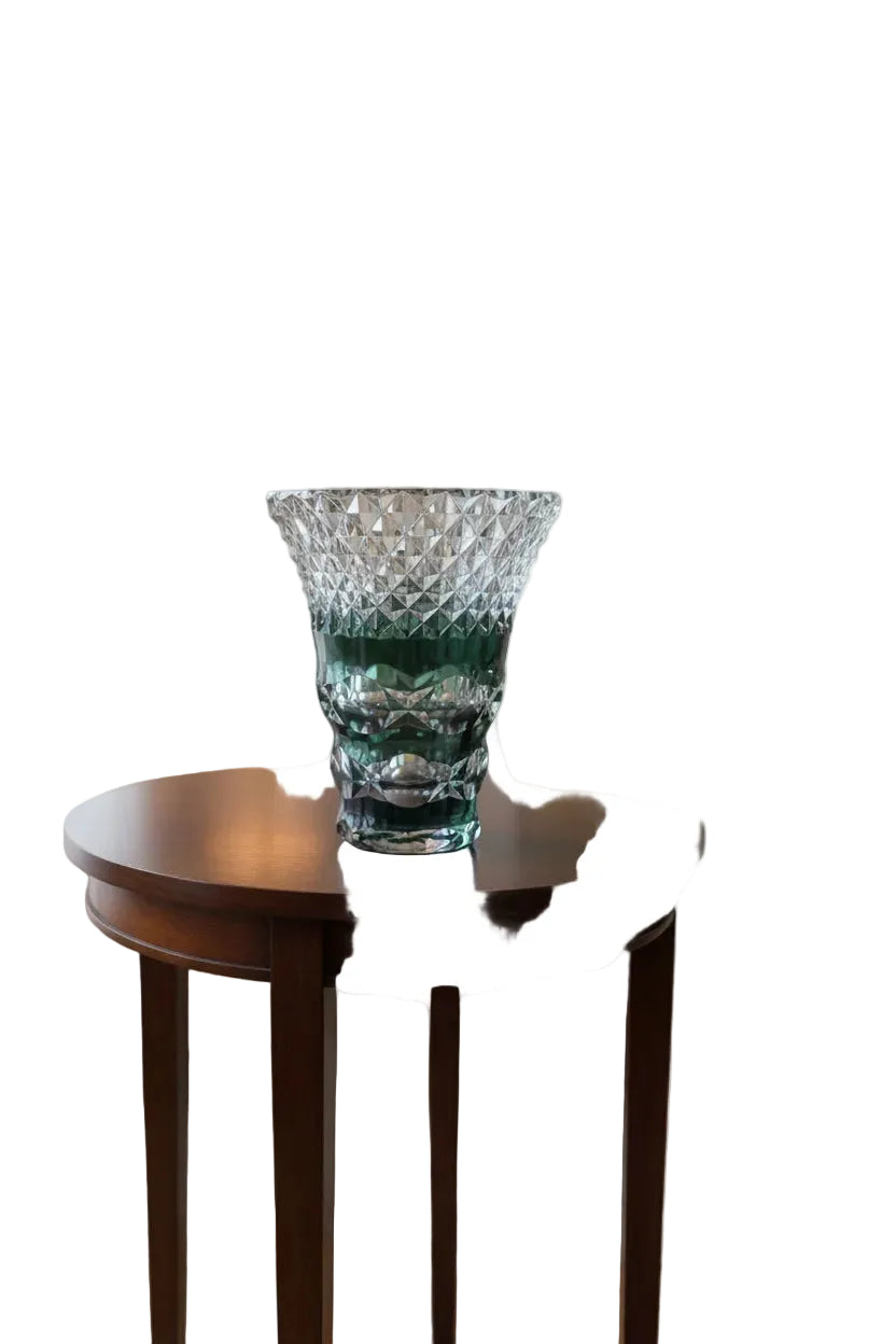Antike Val Saint Lambert Bleikristall Vase – Art Déco – H. 27 cm / B. 21 cm