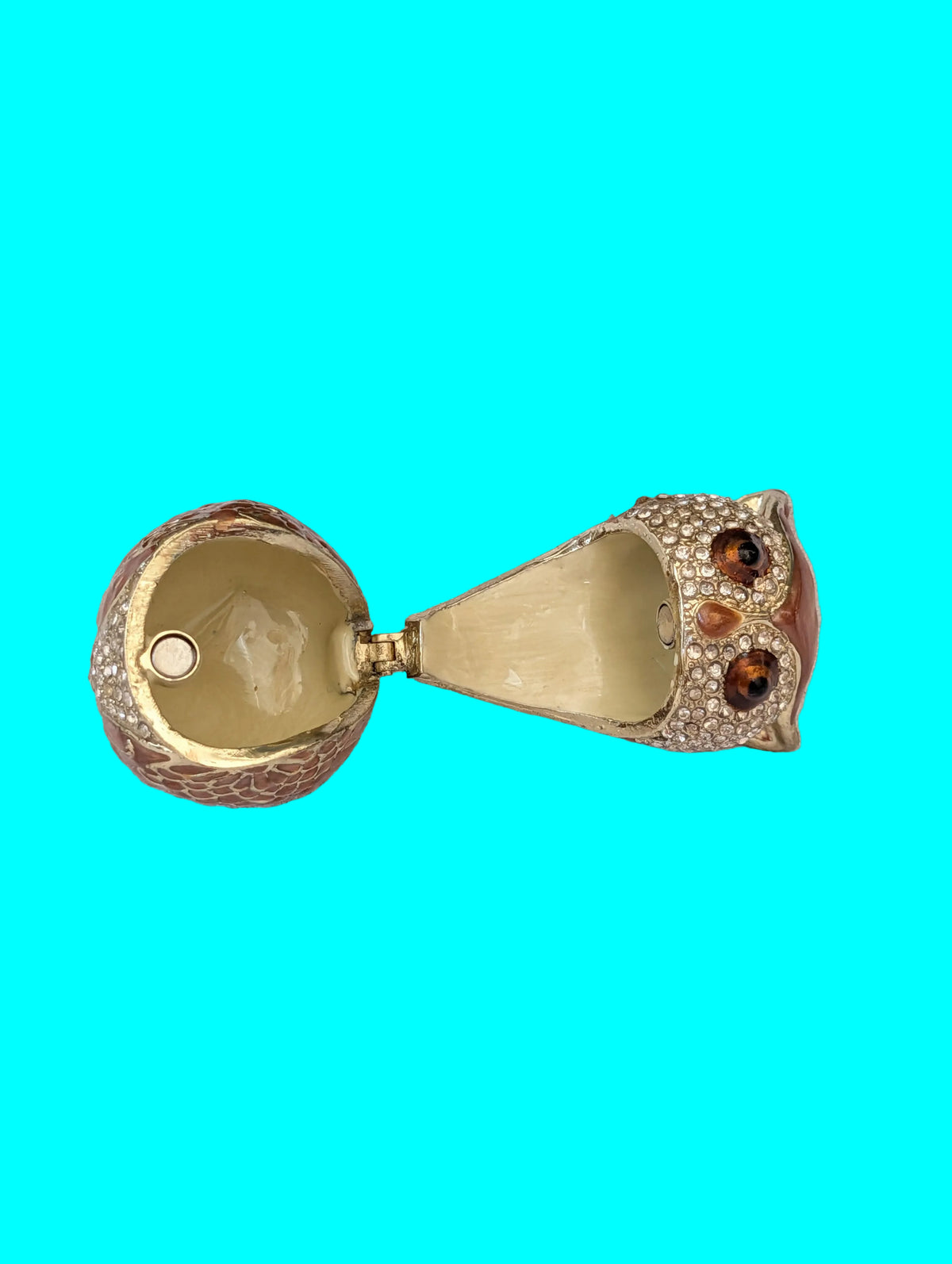 Boîte à pilules Hibou – Étain émaillé, hauteur 11 cm