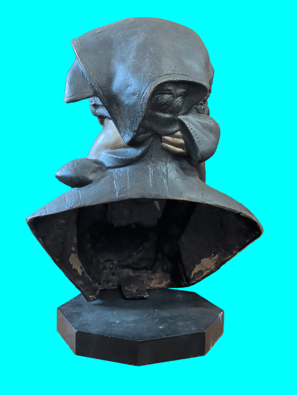 Figurine mère et enfant sur socle en marbre – Bronze ou zinc moulé, 47 cm