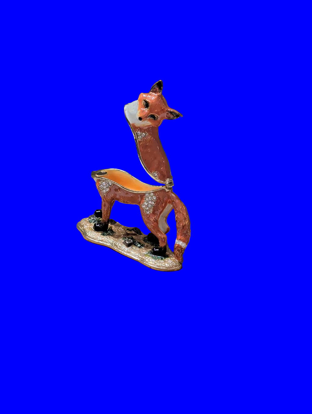 Pilulier – étain, émaillé motif renard