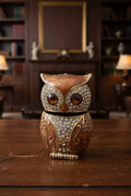Boîte à pilules Hibou – Étain émaillé, hauteur 11 cm