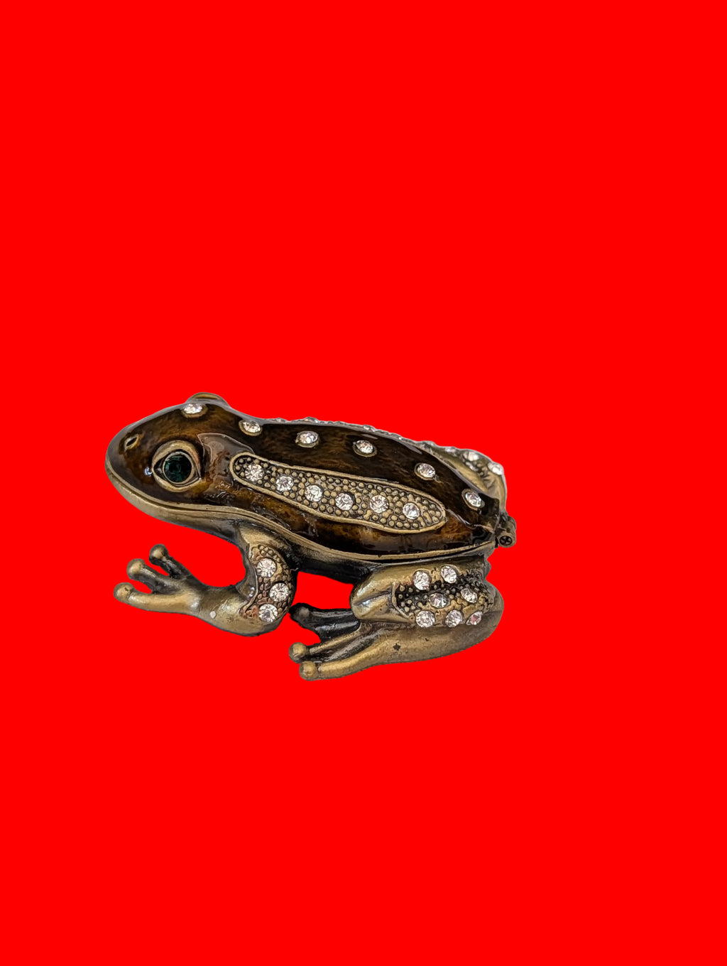 Pillendose Frosch – Emailierter Zinn, Länge 11 cm