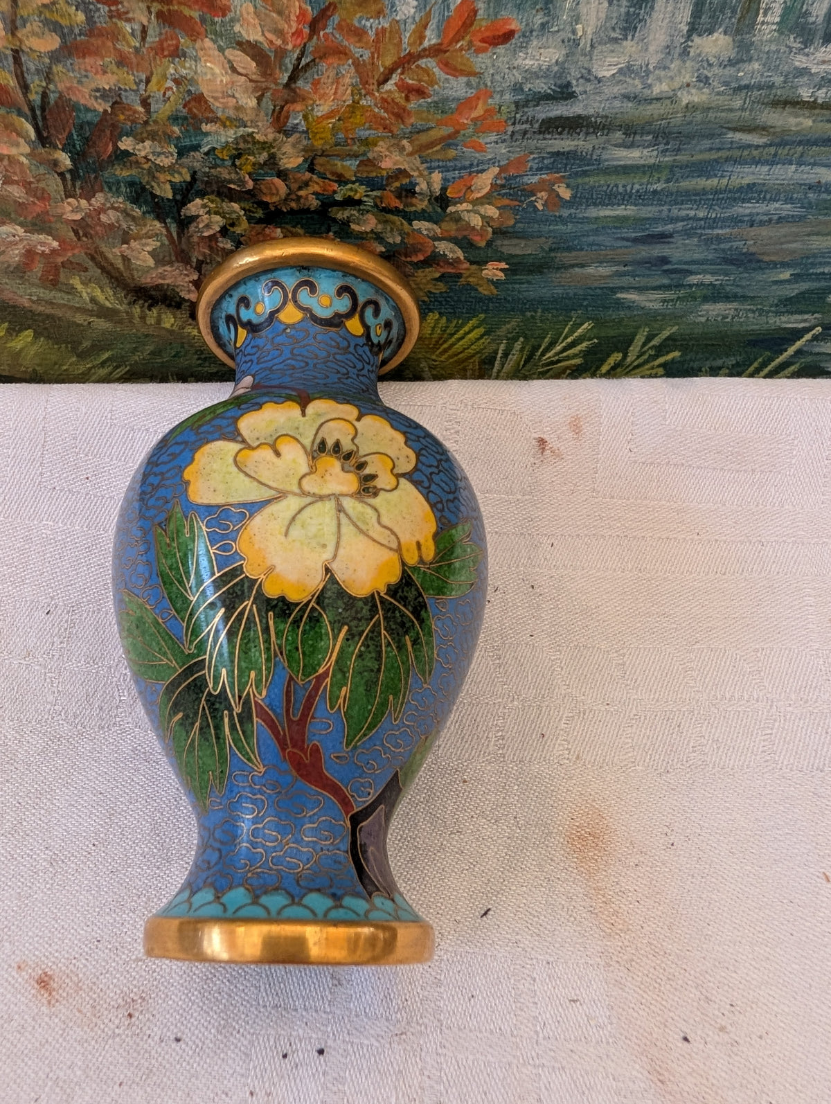 Vase cloisonné 14 cm – Émail ancien