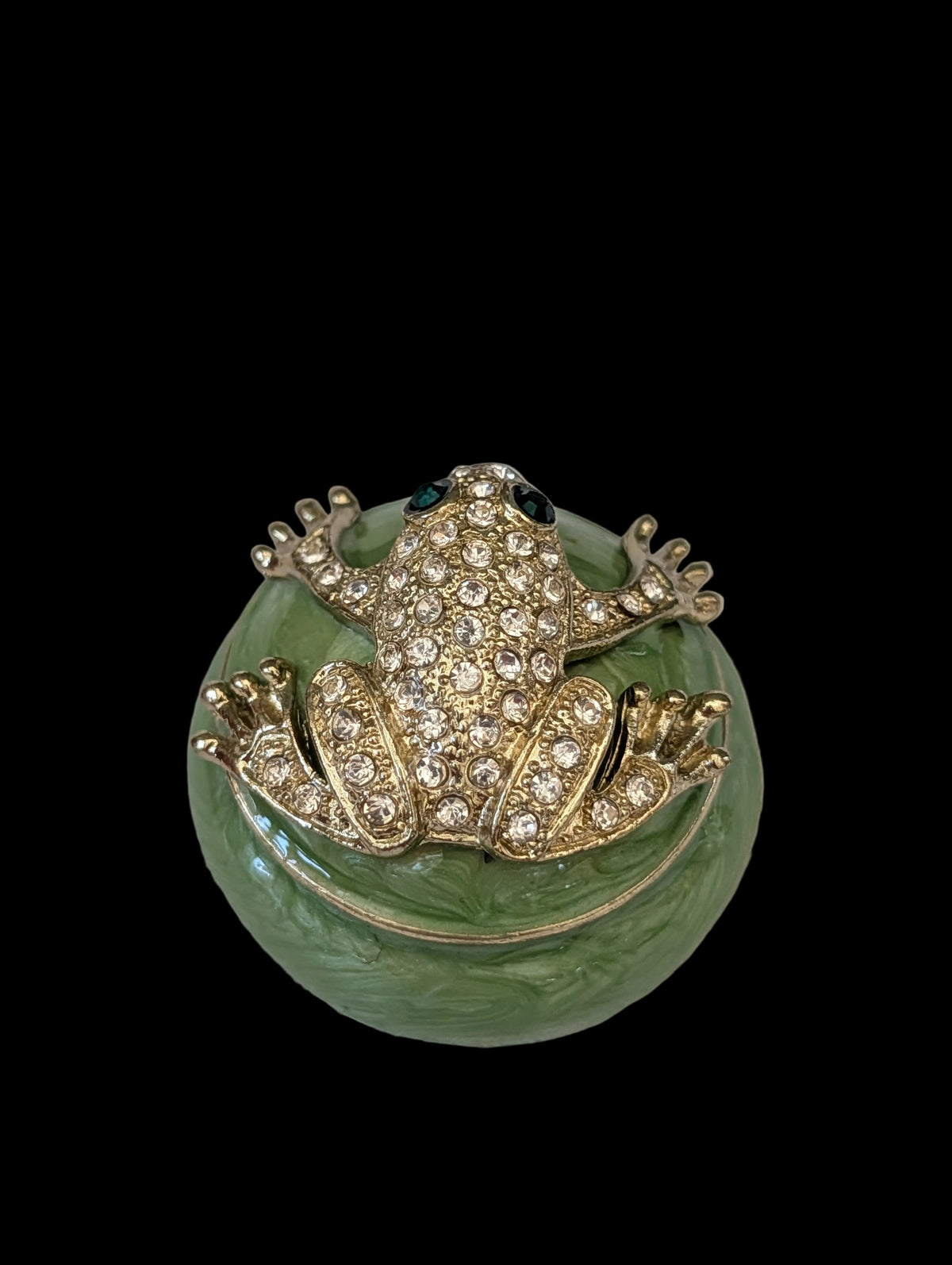 Pilulier en émail en forme de grenouille – Rond, 7 cm de diamètre