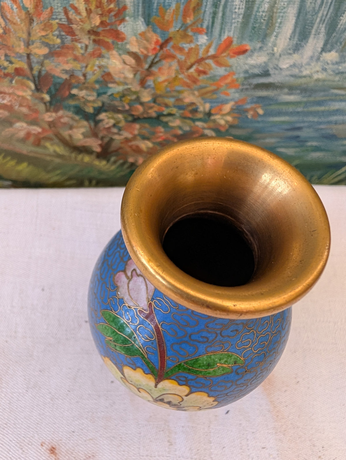 Vase cloisonné 14 cm – Émail ancien