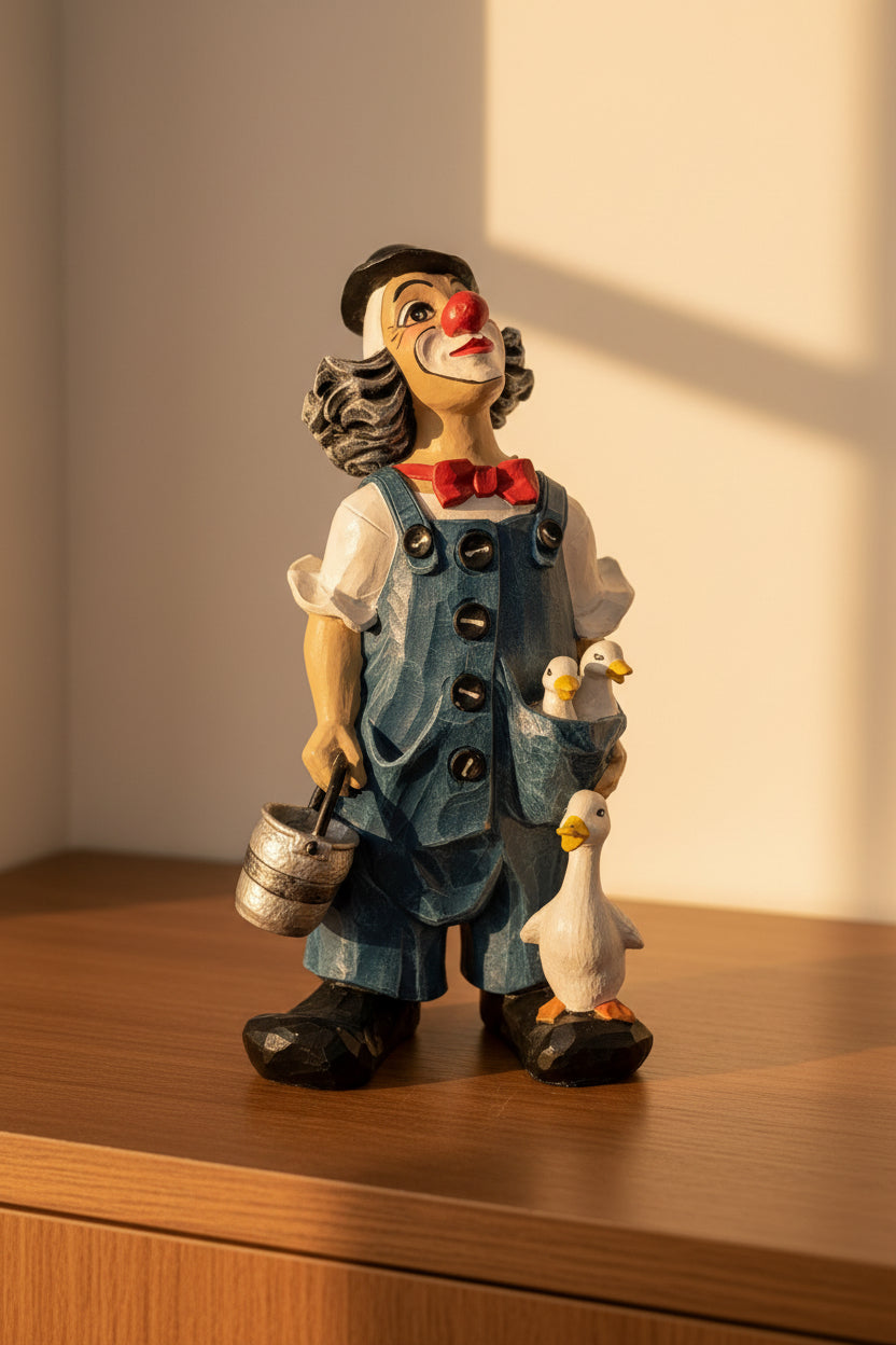 Bauer mit Gans und Eimer – Mehrfarbige Porzellan Figur, Vintage Sammlerstück