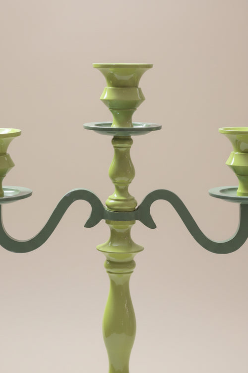 Bougeoir en porcelaine à 3 branches – Coloré, hauteur 33 cm