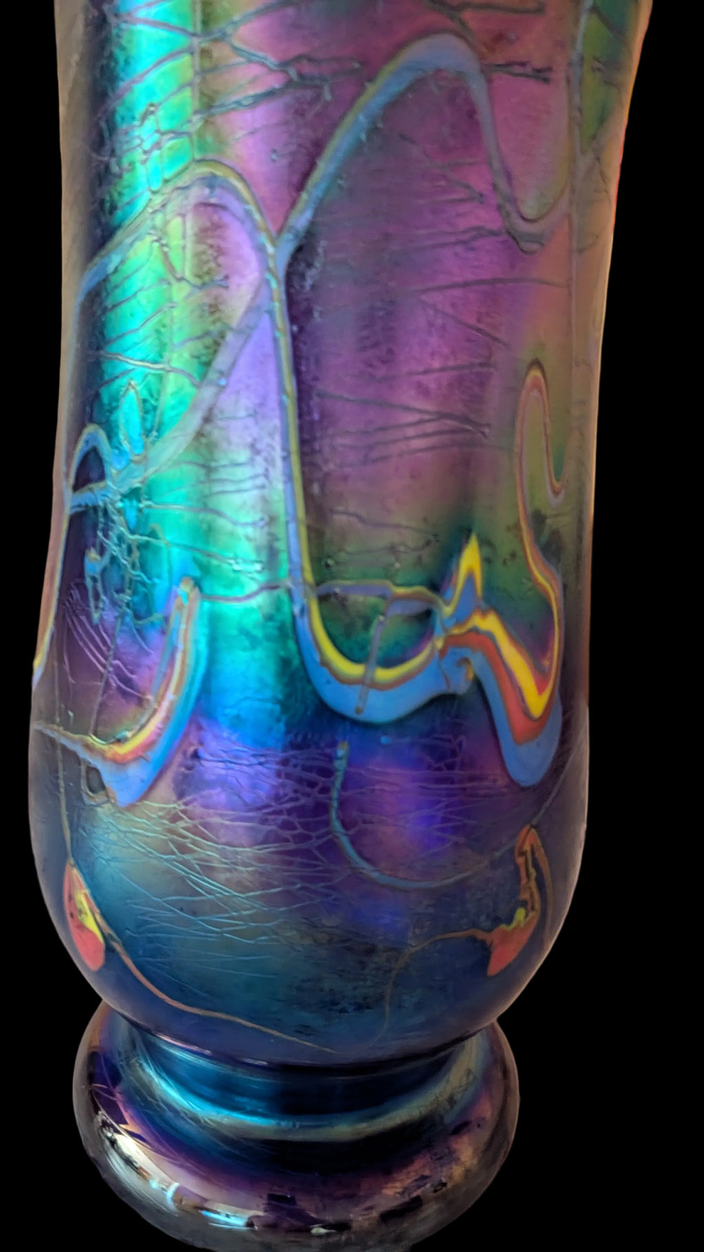 Grosse mehrfarbige Loetz-Vase aus Österreich – 60 cm