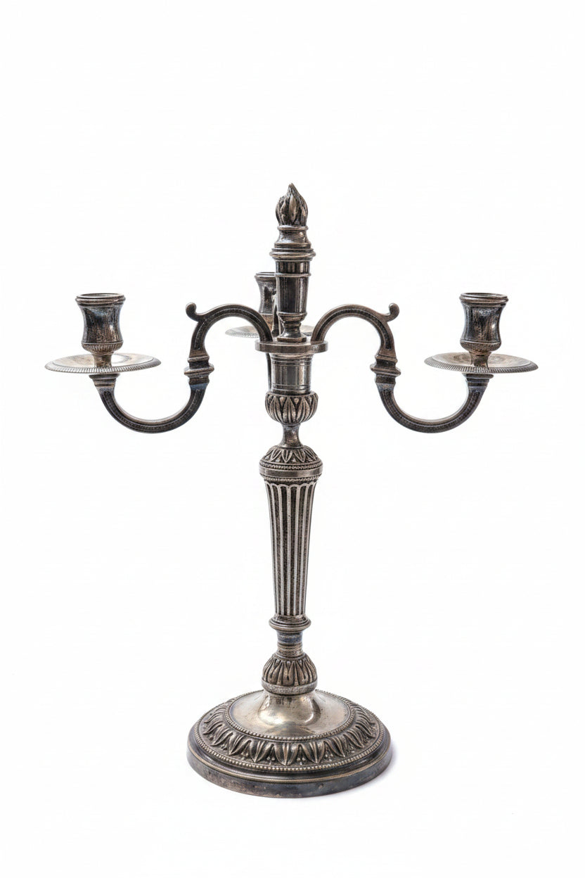 2 bougeoirs argentés – Antiques, hauteur 39 cm