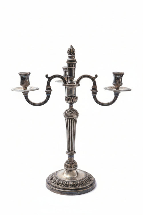 2 bougeoirs argentés – Antiques, hauteur 39 cm