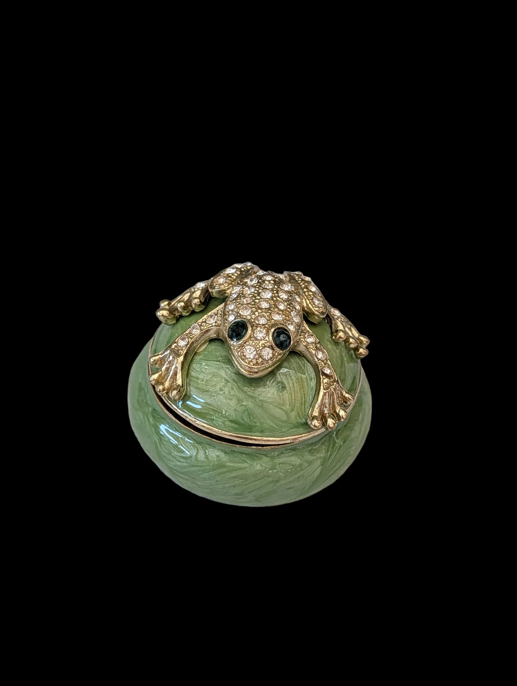 Pilulier en émail en forme de grenouille – Rond, 7 cm de diamètre