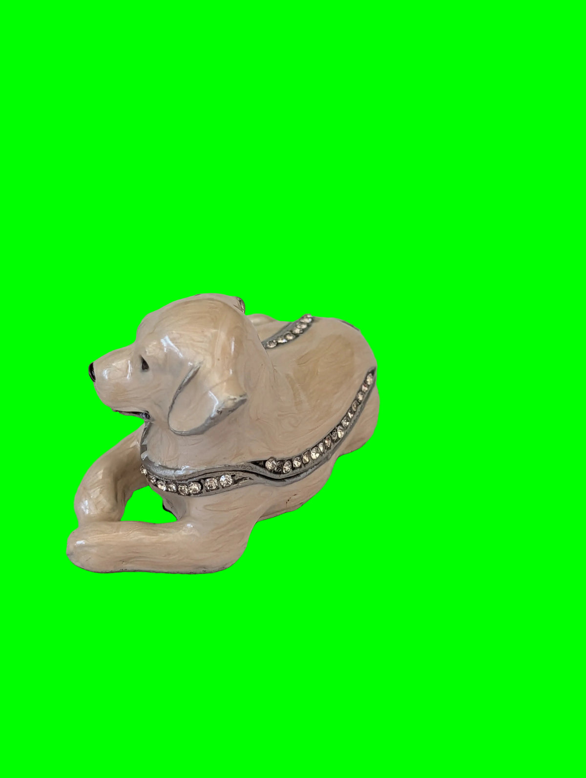 Pillendose Hund – Emailierter Zinn, Länge 11 cm