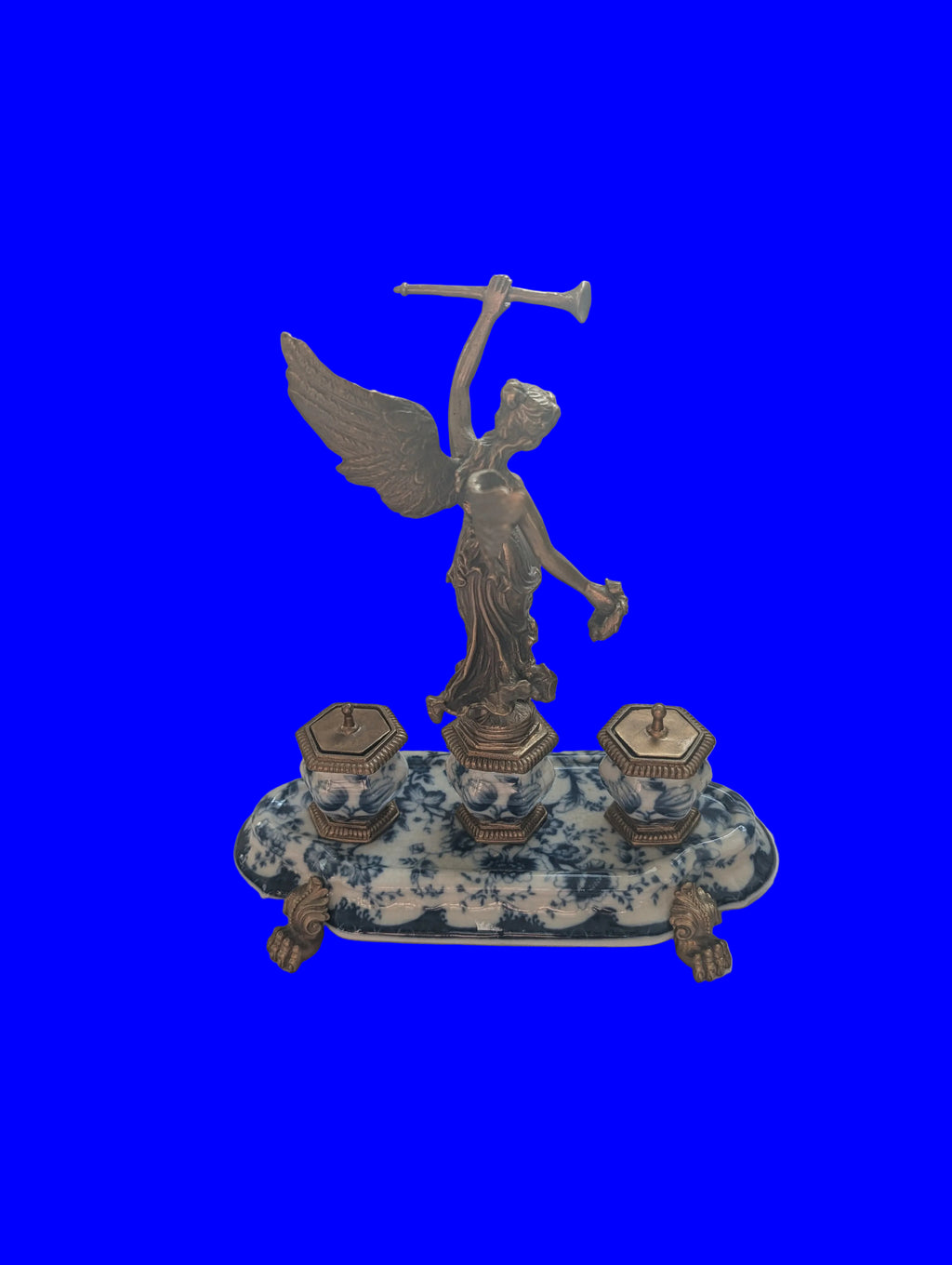 Porzellan Bronze Tintenfass Tischfigur – Dekoratives Schreibtisch-Accessoire