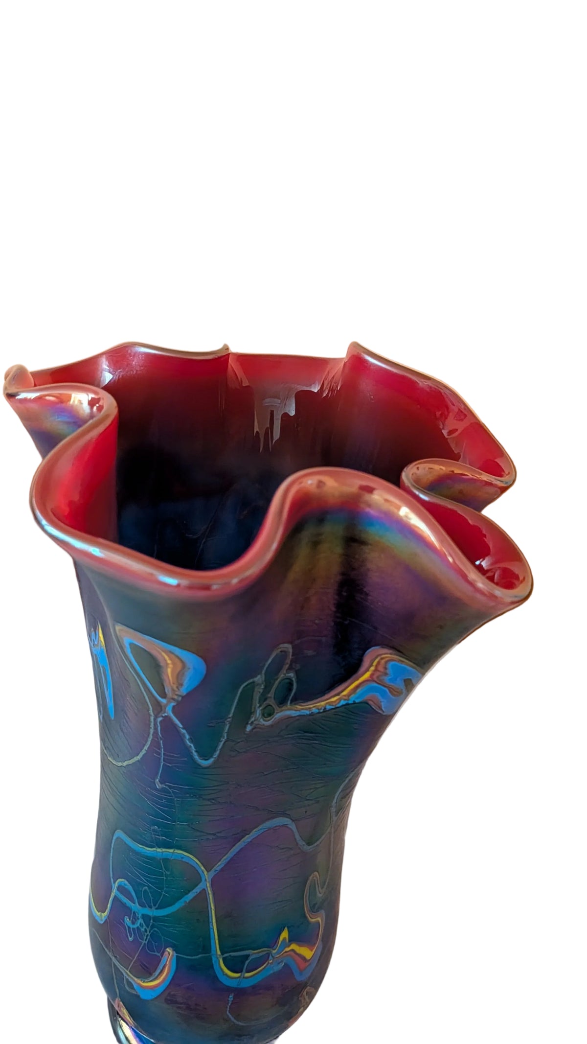 Grosse mehrfarbige Loetz-Vase aus Österreich – 60 cm