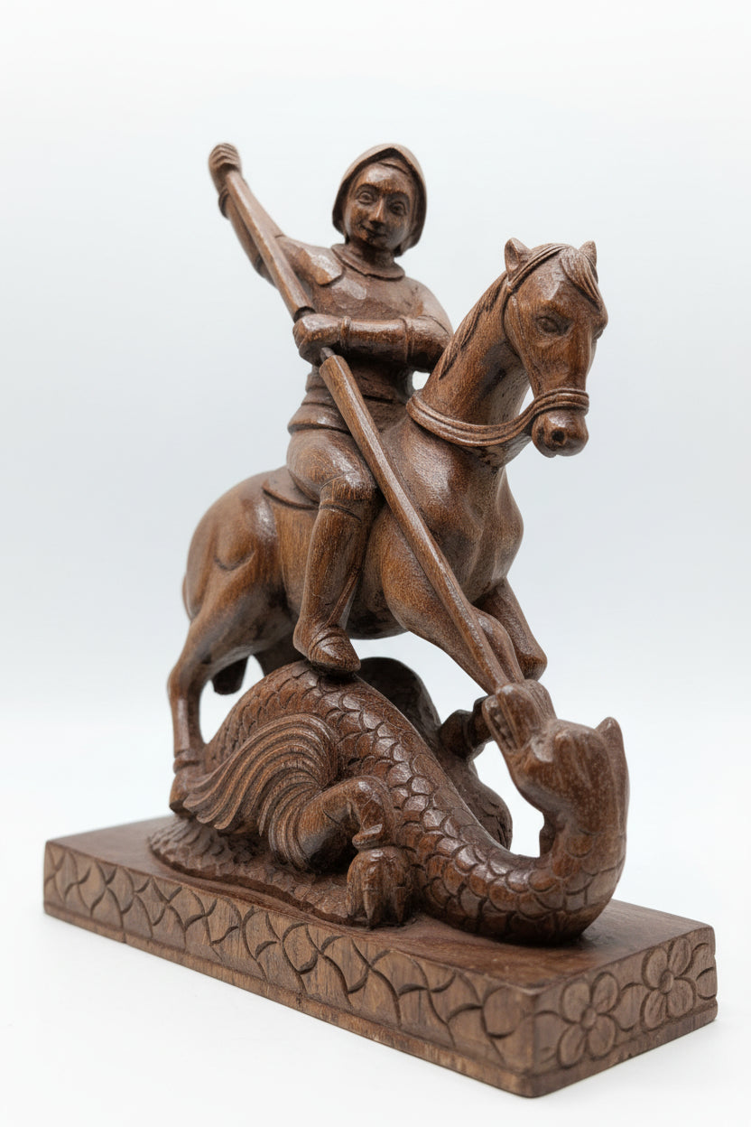 Antike Holzfigur – Handgeschnitzt, Höhe 28 cm