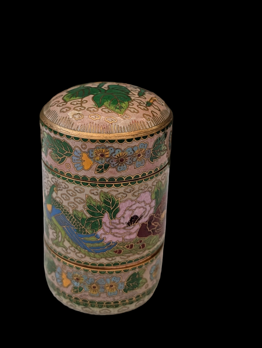 Boîte cloisonnée 3 pièces 13 cm – Émail ancien