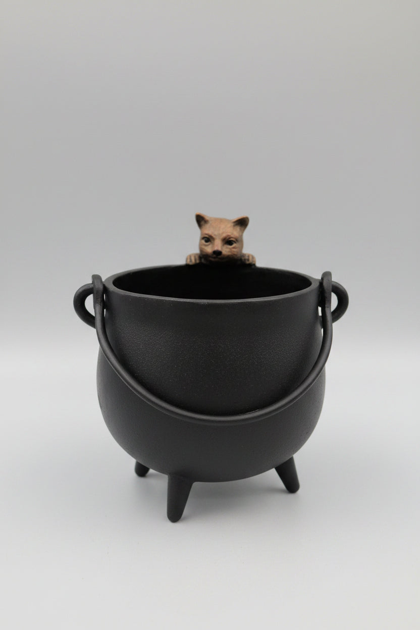 Vase à fleurs en bronze viennois avec chat 13 cm – Figurine décorative
