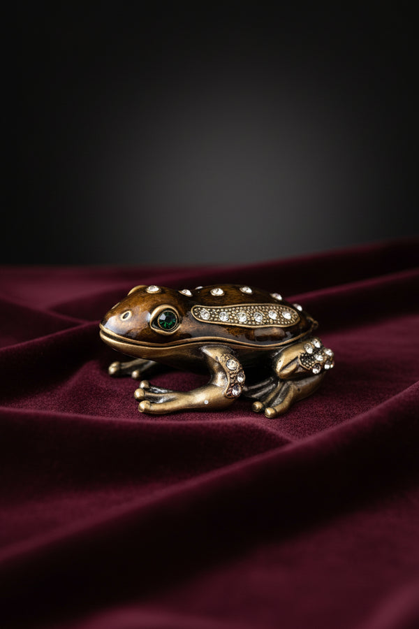 Pillendose Frosch – Emailierter Zinn, Länge 11 cm