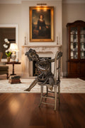 Bronze, figurine fille sur chaise – Belle sculpture en bronze, objet de collection