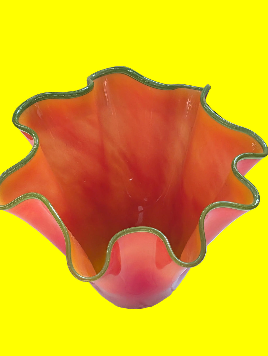 UN VASE FLEURI MURANO EXCEPTIONNEL ROUGE EN PARFAIT ÉTAT