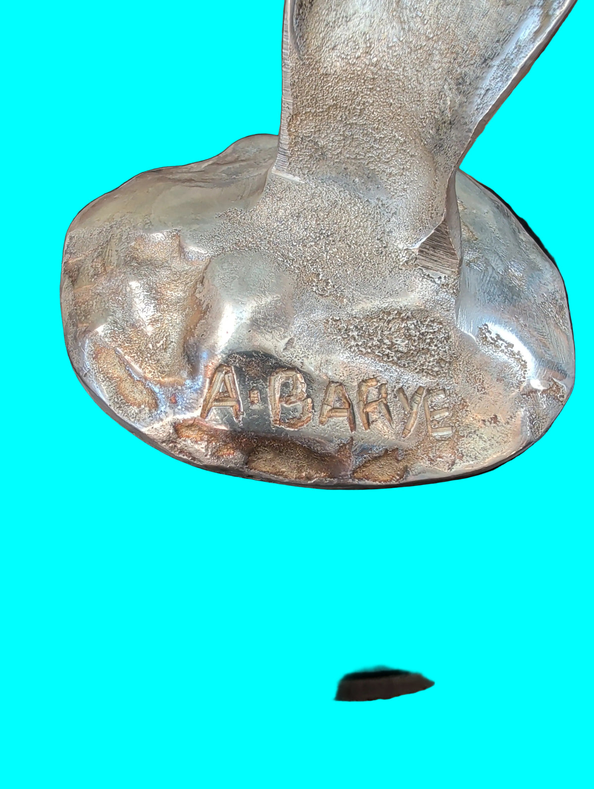 NACHDENKLICHES GESICHT MANNES  SILBERNE BRONZE SKULPTUR SIGNIERT
