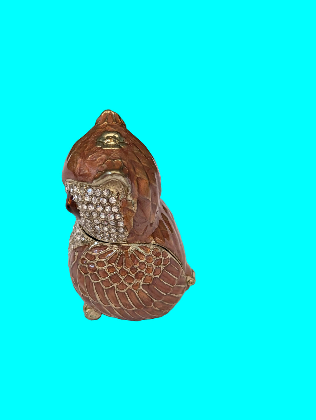 Boîte à pilules Hibou – Étain émaillé, hauteur 11 cm