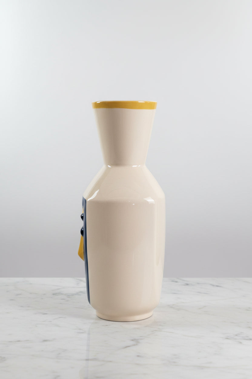 Vase visage en porcelaine 31 cm – Sculpture avec visage en relief