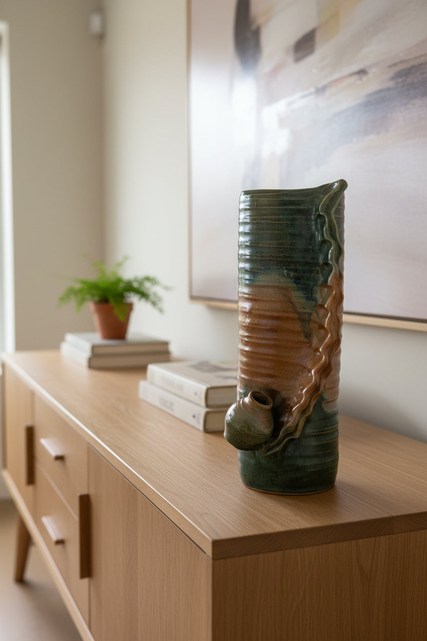 Einzig artige Keramik Vase organische Textur und eine erdige Farbpalette
