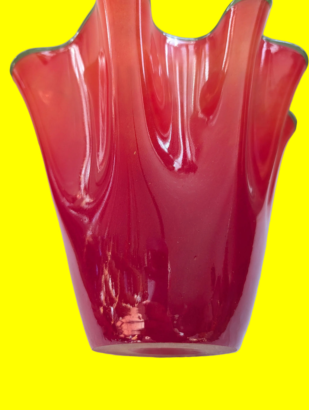 UN VASE FLEURI MURANO EXCEPTIONNEL ROUGE EN PARFAIT ÉTAT