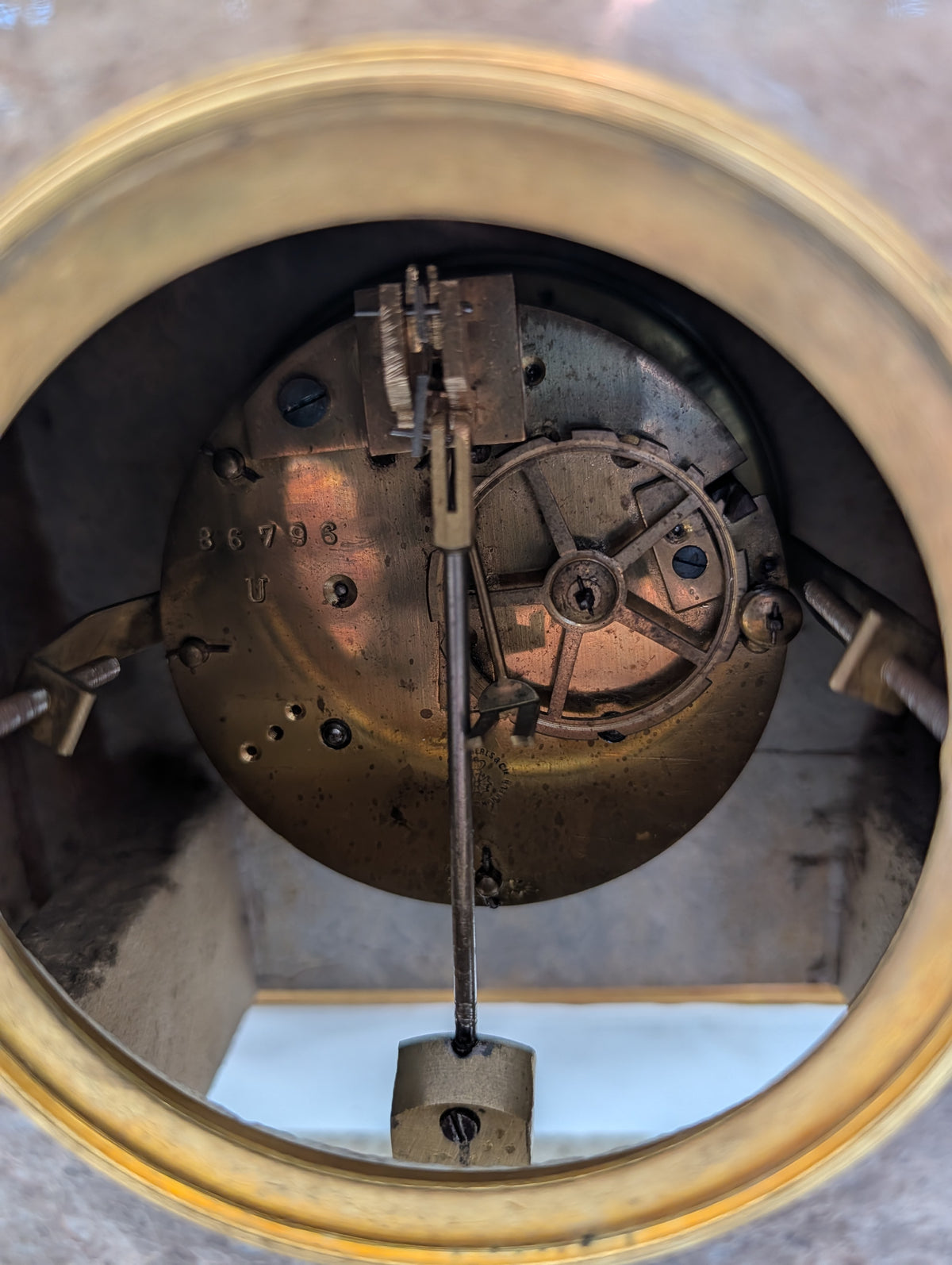 Pendule de cheminée antique en marbre – Entièrement fonctionnelle, excellent état