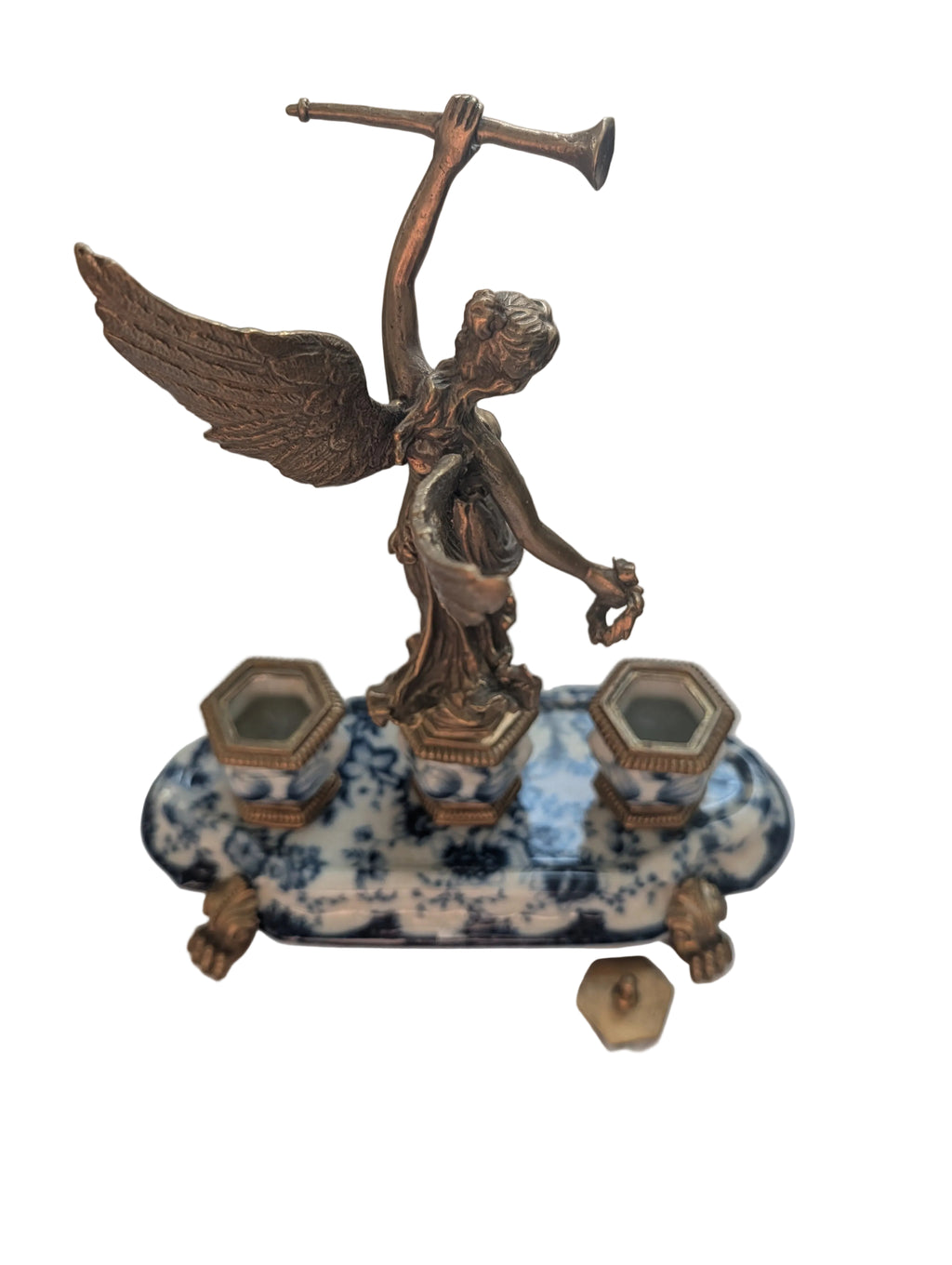 Porzellan Bronze Tintenfass Tischfigur – Dekoratives Schreibtisch-Accessoire