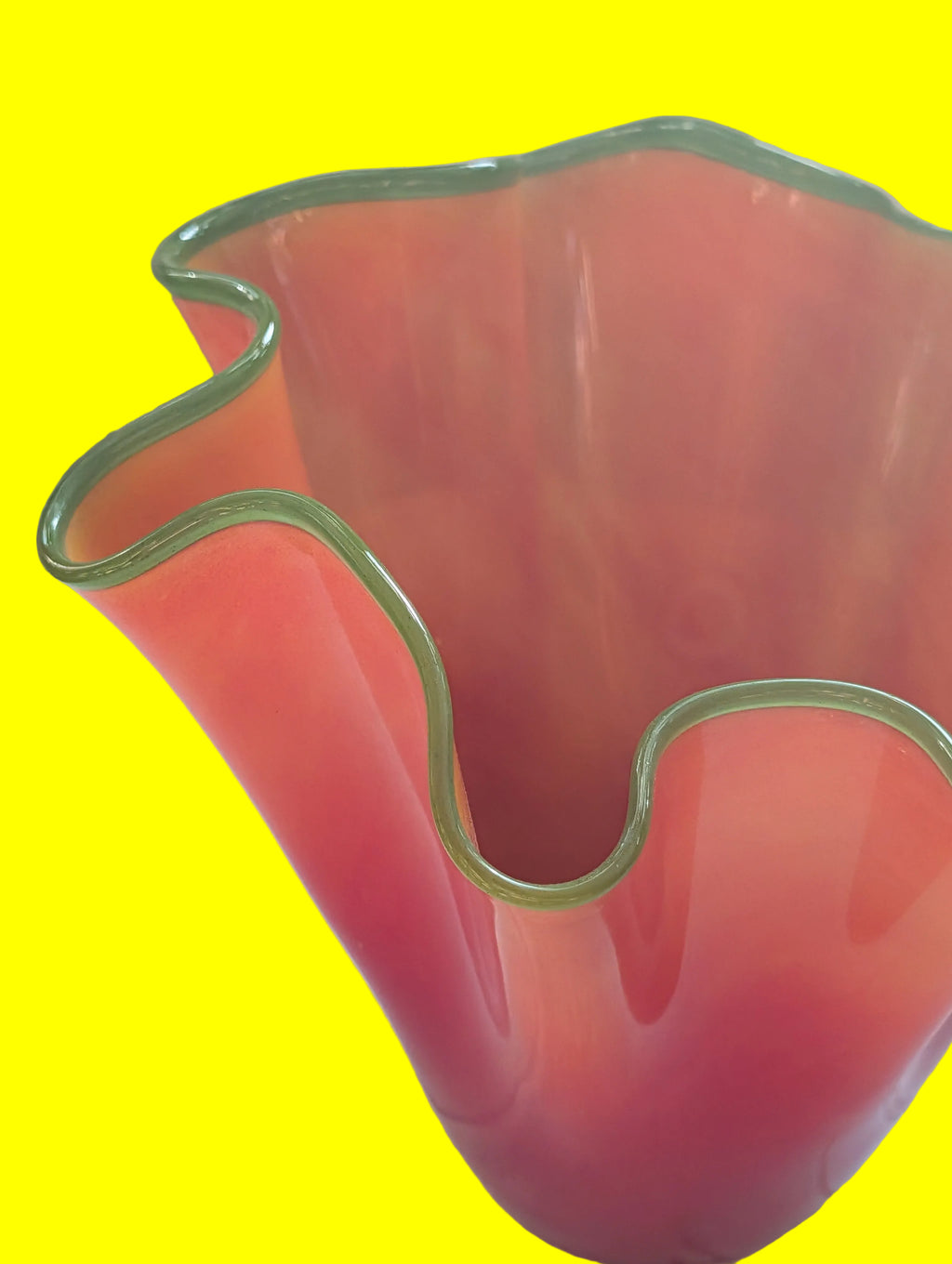 UN VASE FLEURI MURANO EXCEPTIONNEL ROUGE EN PARFAIT ÉTAT