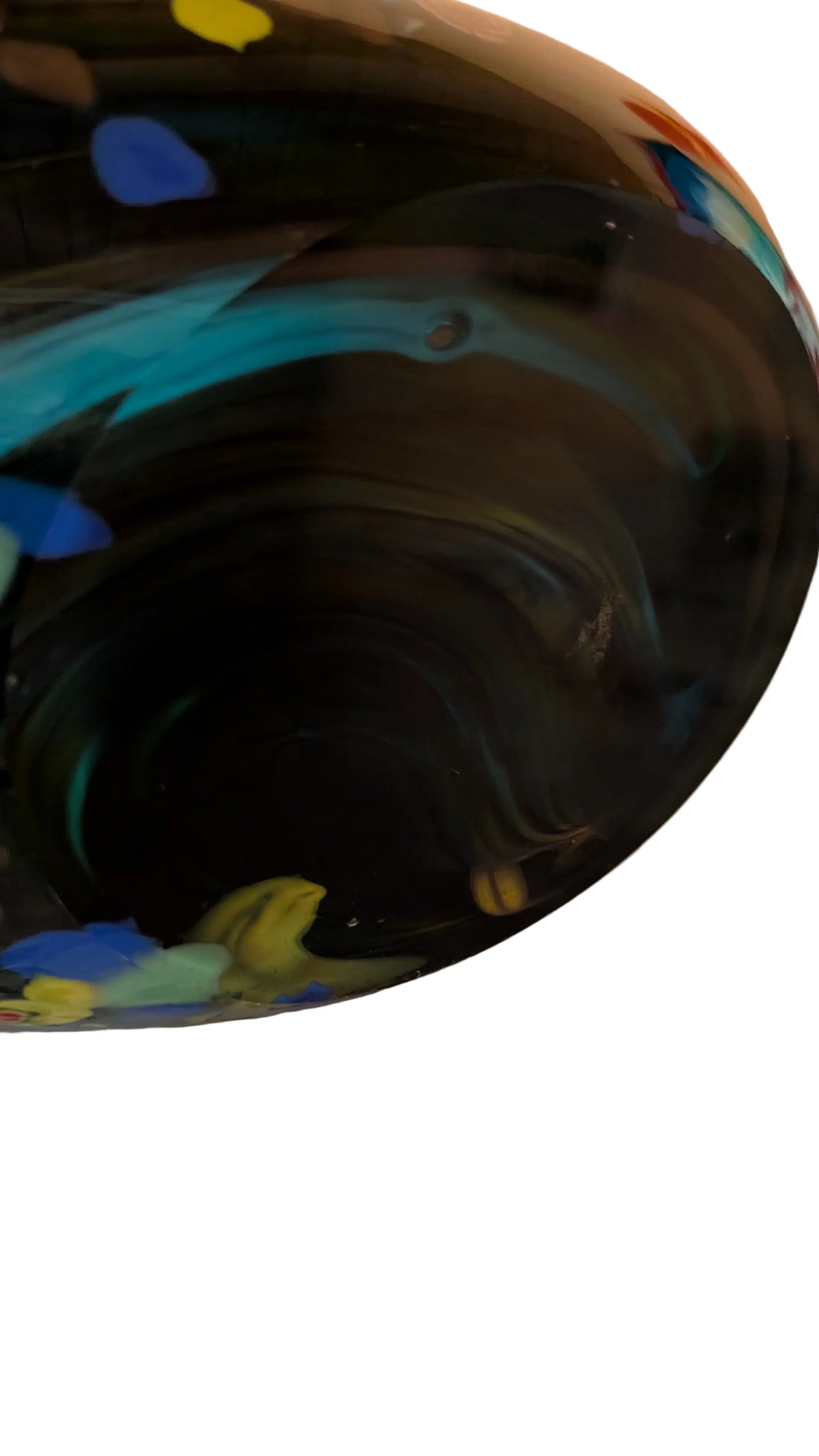 Grosse Murano-Vase – 45cm  Schwarz  Bunt Millelfiori -Vintage Murano Glas Italien