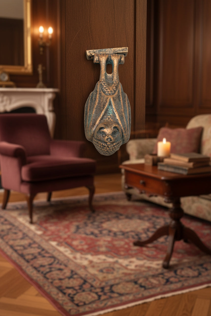 Heurtoir Chauve-souris Vampirique – Style Victorien, Fonte Massique, Objet de Collection