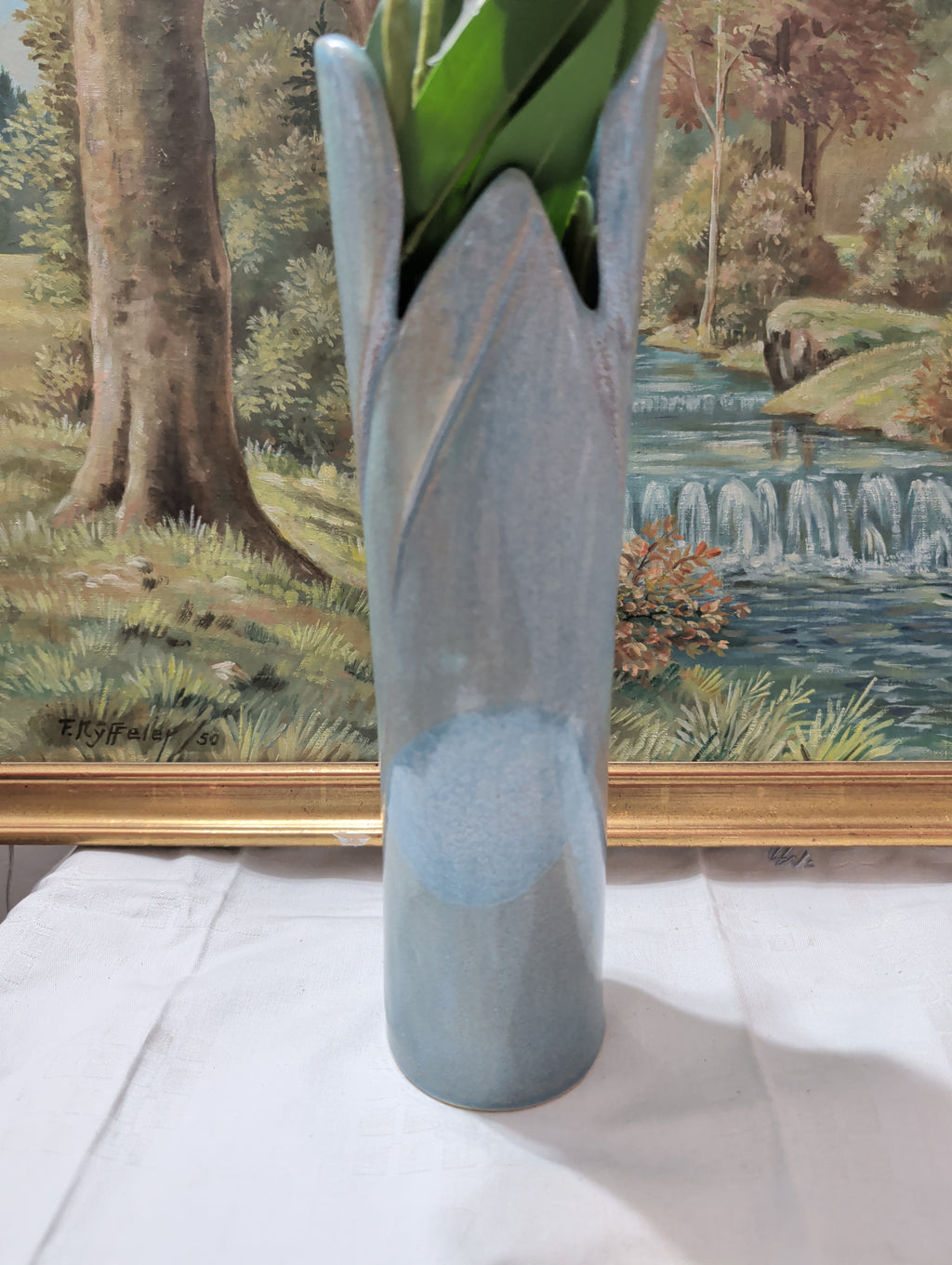 Vase française en argile, années 1970 – Vase à fleurs 33 cm