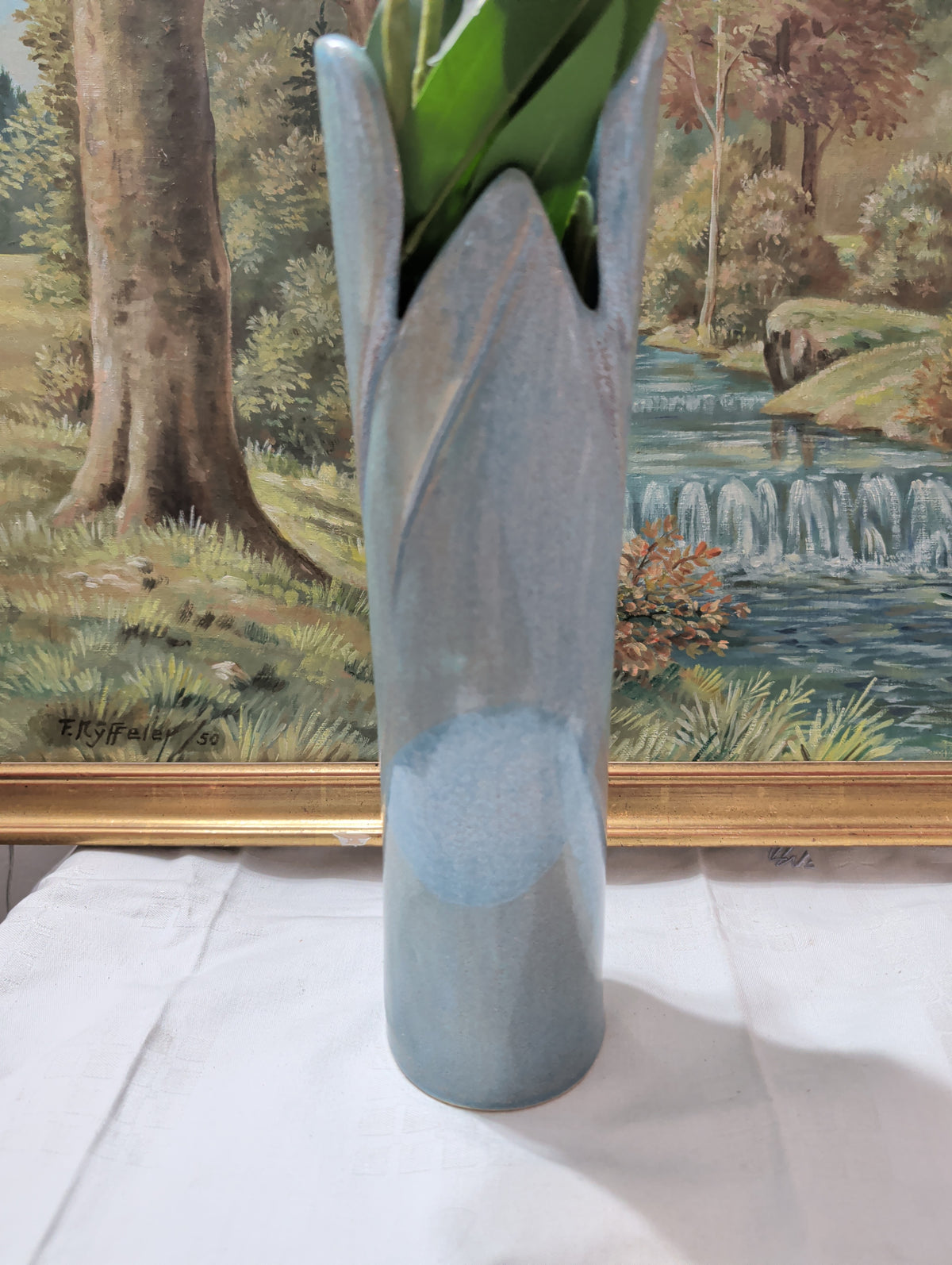 Vase française en argile, années 1970 – Vase à fleurs 33 cm