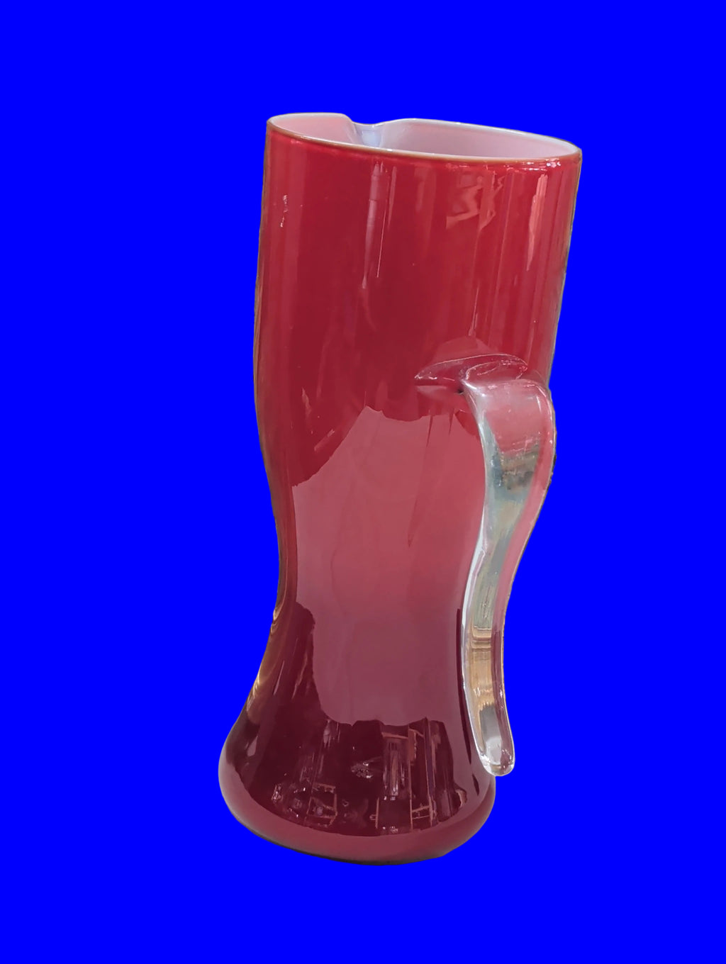 Roter Glaskrug 1 Liter – Vintage Dekorkrug 22 cm