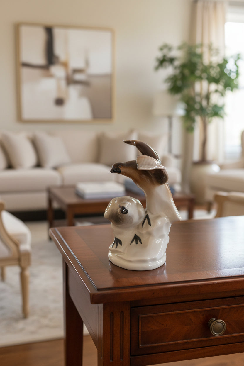Figurine en porcelaine Oiseaux en plein vol – Figurine décorative animale
