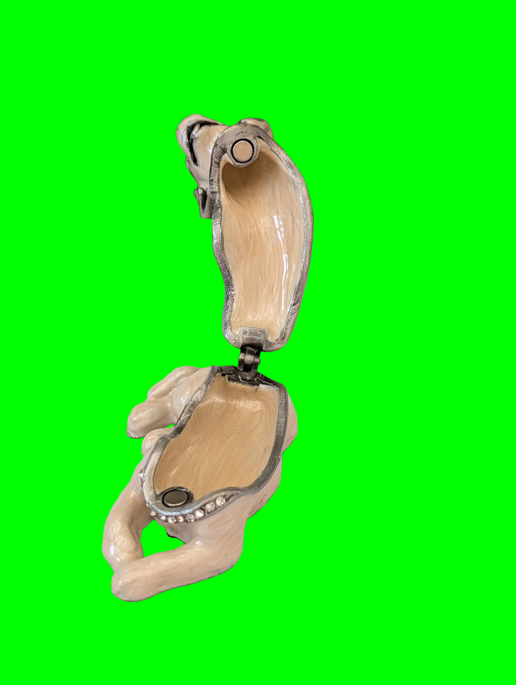Pillendose Hund – Emailierter Zinn, Länge 11 cm
