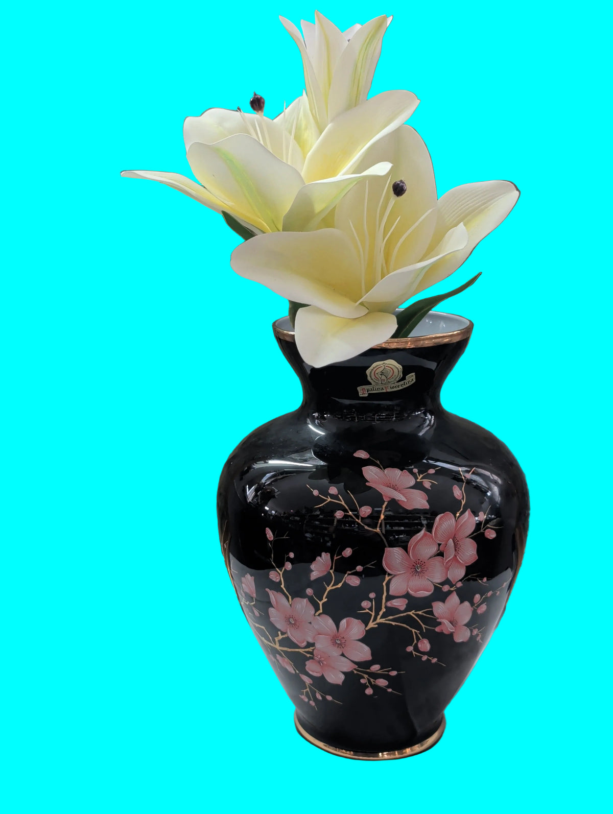 Antike Porzellanvase aus Italien – Mit Goldrand, Höhe 31 cm
