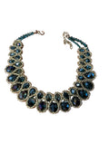 Glamouröse Boho Latzkette – Tiefblaue Kristallperlen – Vintage Schmuck