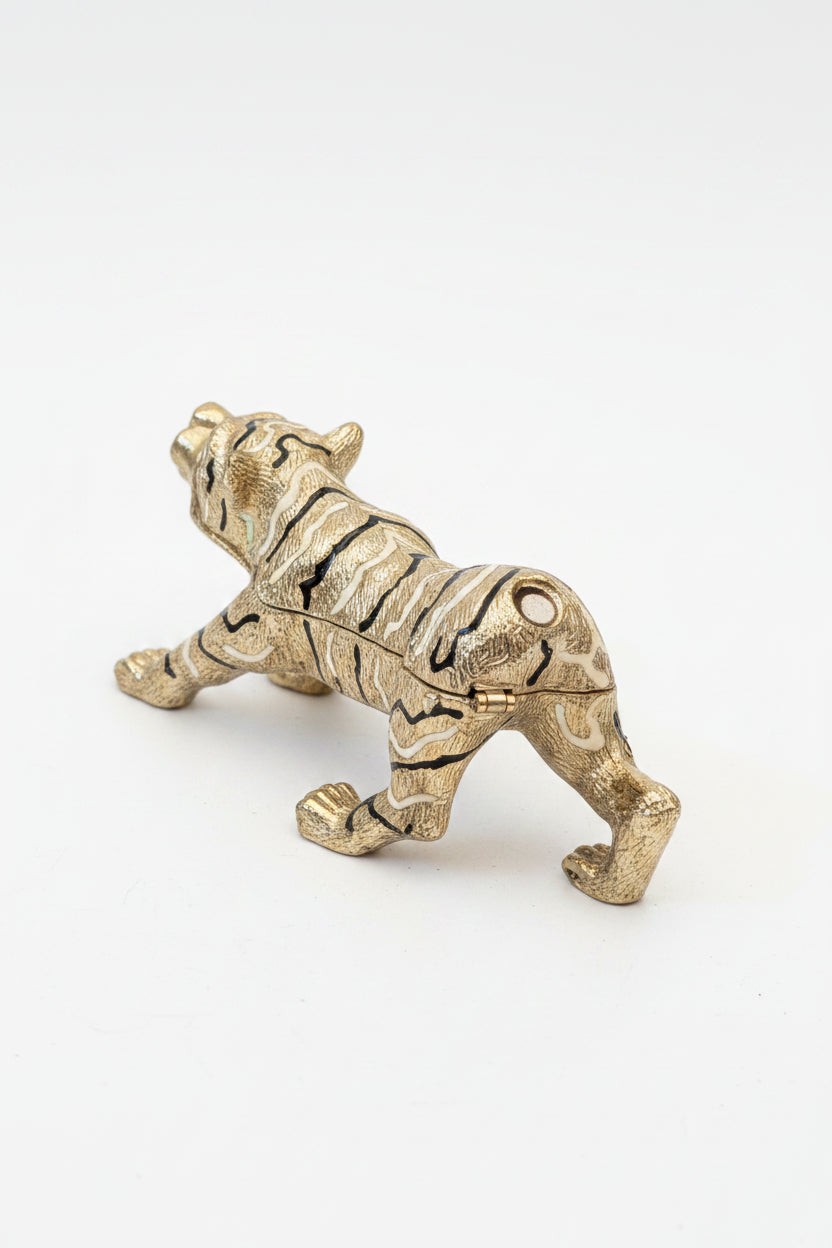 Tiger Pillendose Zinn Emailliert 12 cm – Dekorative Dose