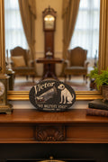Enseigne publicitaire en fonte « His Master’s Voice » – Victor / Nipper, 30 x 18 cm