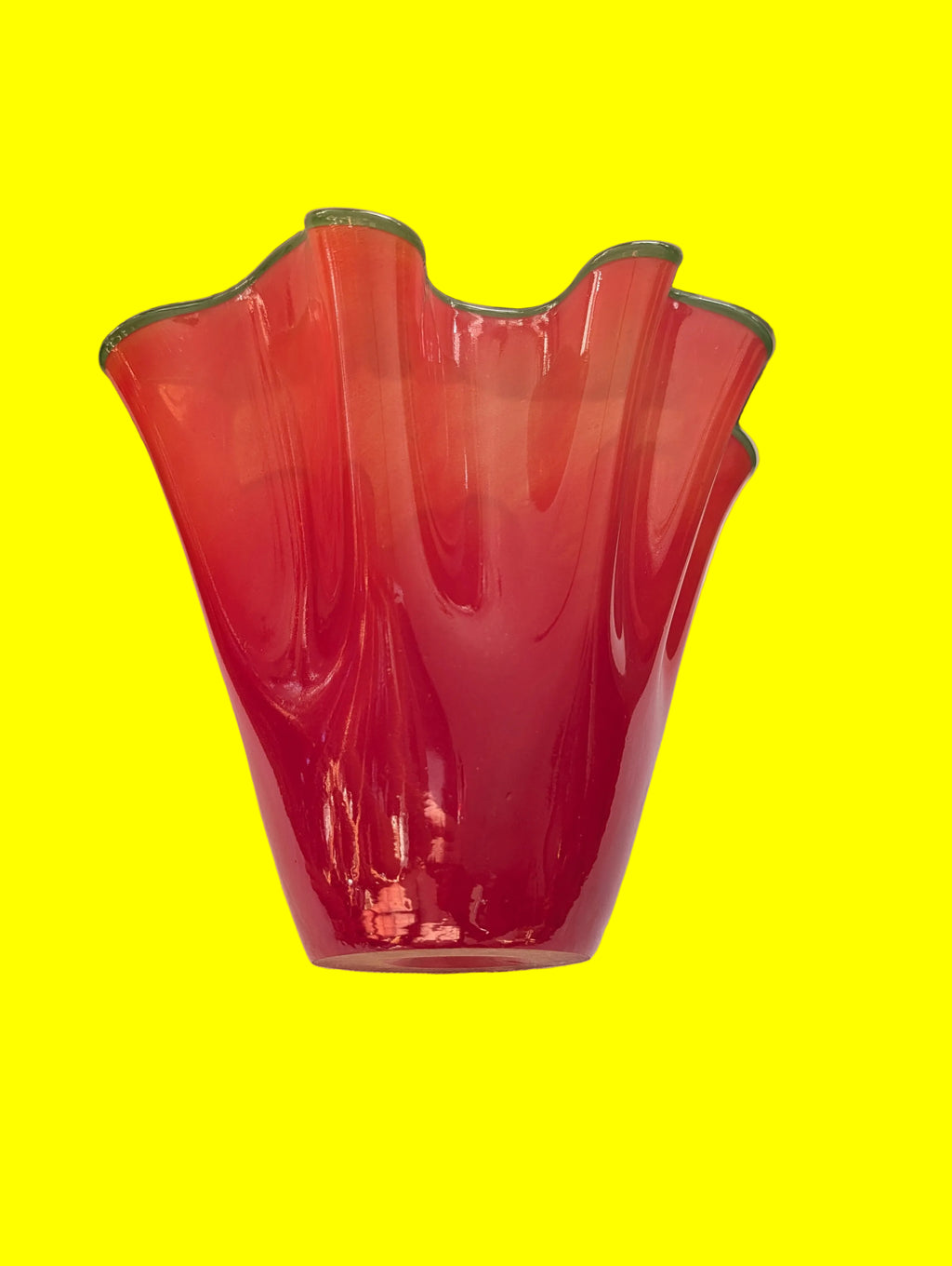 UN VASE FLEURI MURANO EXCEPTIONNEL ROUGE EN PARFAIT ÉTAT
